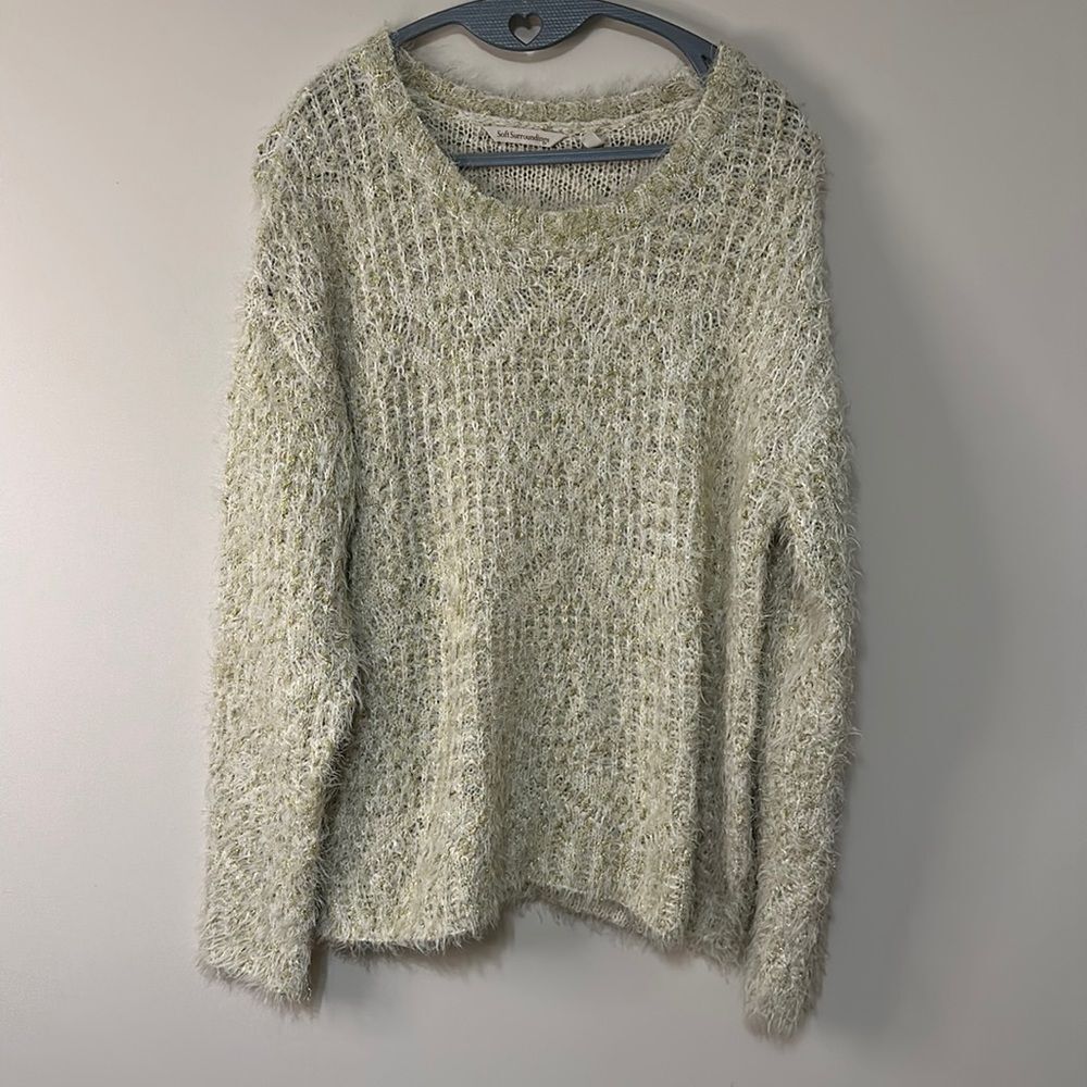 Soft surroundings womens metallic chunky knit sweater